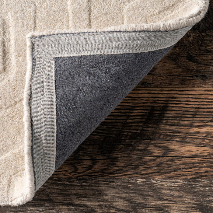 Ivory Honeycomb Wool Area Rug 120x180 cm