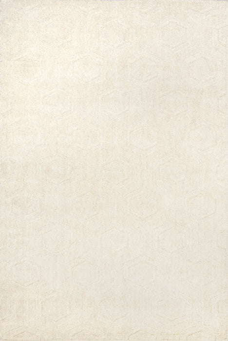 Ivory Honeycomb Wool Area Rug 120x180 cm