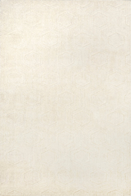 Ivory Honeycomb Wool Area Rug 120x180 cm