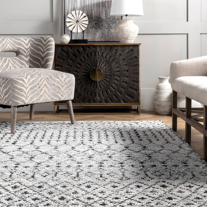 Ivory Modern Trellis Area Rug for Living Room 120x180 cm