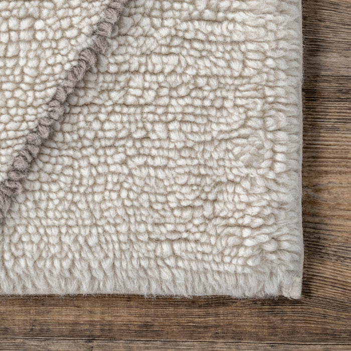 Ivory Moroccan Washable Wool Rug 140x200 cm