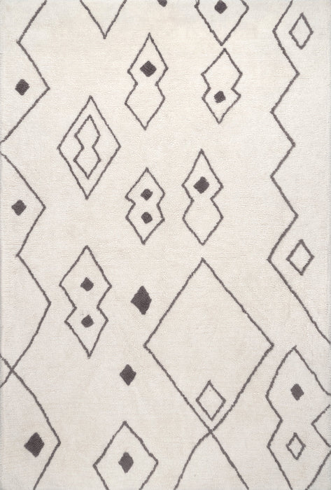 Ivory Moroccan Washable Wool Rug 140x200 cm