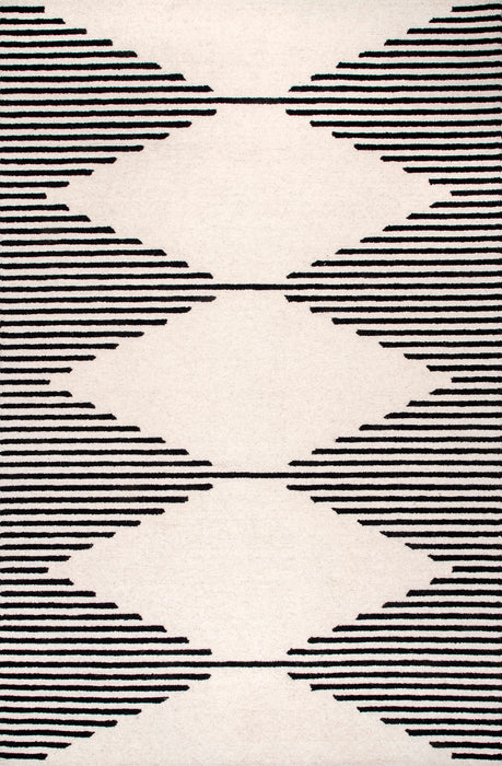 Ivory Pinstriped Area Rug 5x7 Feet