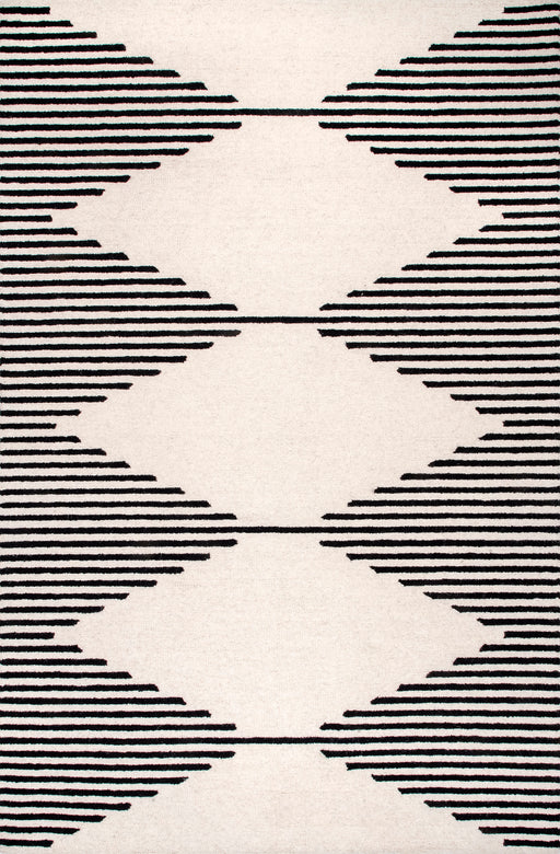 Ivory Pinstriped Area Rug 5x7 Feet