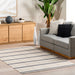 Ivory Plaid Wool Rug for Contemporary Home Decor