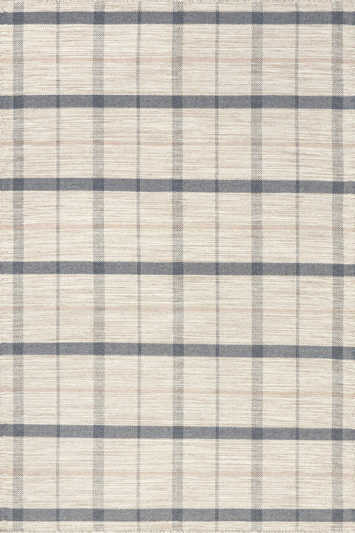 Ivory Plaid Wool Rug for Contemporary Home Decor