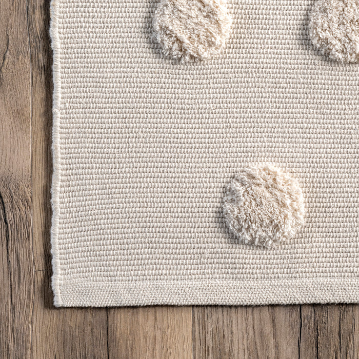 Ivory Raised Polka Dot Area Rug 140 cm