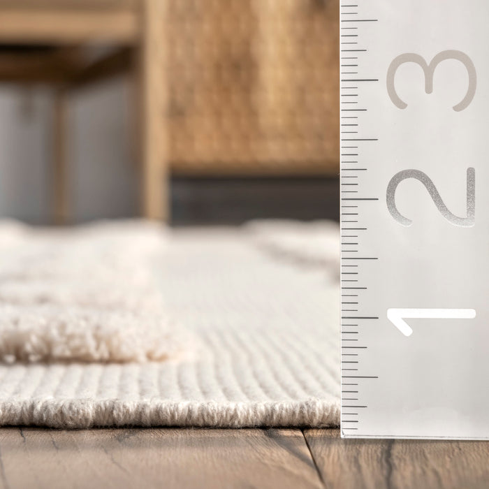 Ivory Raised Polka Dot Area Rug 140 cm