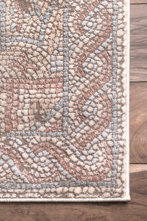 Ivory Roman Medallion Mosaic Area Rug 160x230 cm