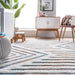 Ivory Shag Area Rug With Rippled Stripes
