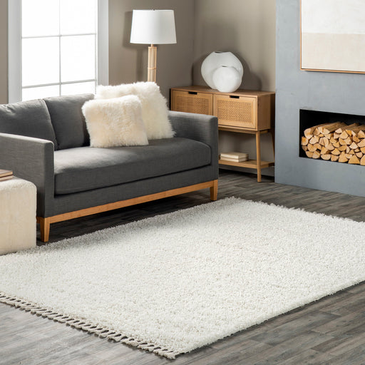 Ivory Shag Area Rug for Stylish Home Décor