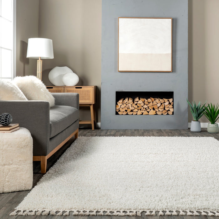 Ivory Shag Area Rug for Stylish Home Décor