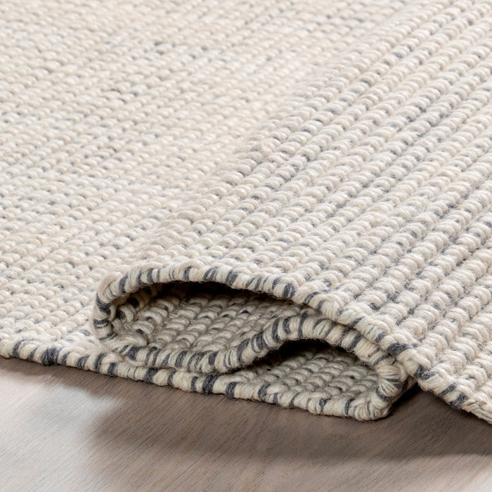 Ivory Solid Wool Fringed Area Rug 140x200 cm