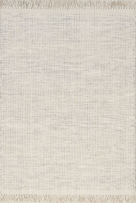 Ivory Solid Wool Fringed Area Rug 140x200 cm