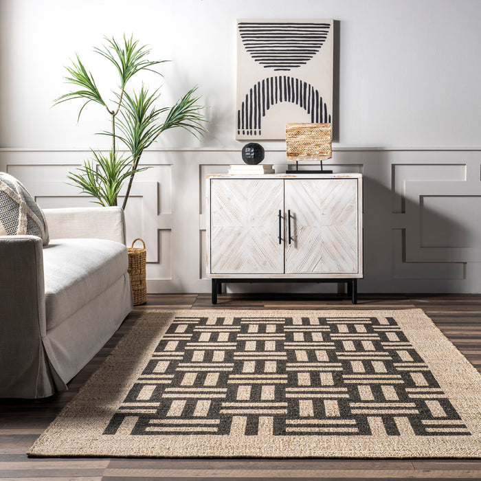 Ivory Striped Area Rug 120cm x 180cm