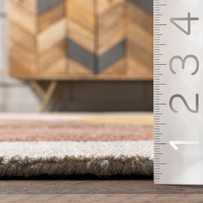 Ivory Striped Area Rug 160 cm x 230 cm