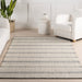 Ivory Striped Handmade Area Rug 160cm