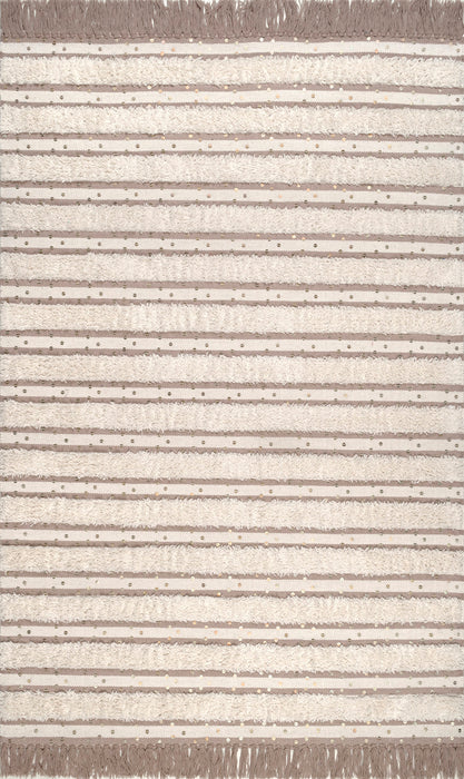 Ivory Striped Sequined Area Rug 120x180 cm
