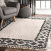 Ivory Tassel Flatweave Area Rug with Diamond Border