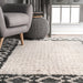 Ivory Tassel Flatweave Area Rug with Diamond Border