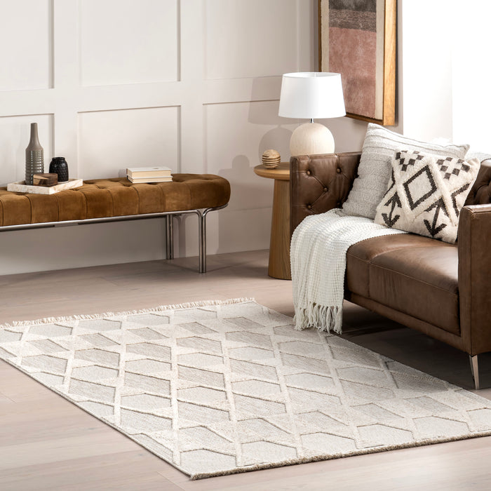 Ivory Trellis Area Rug 160x230 cm