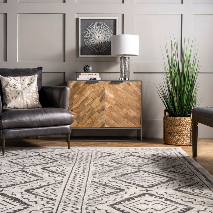 Ivory Trellis Area Rug 90x150 cm