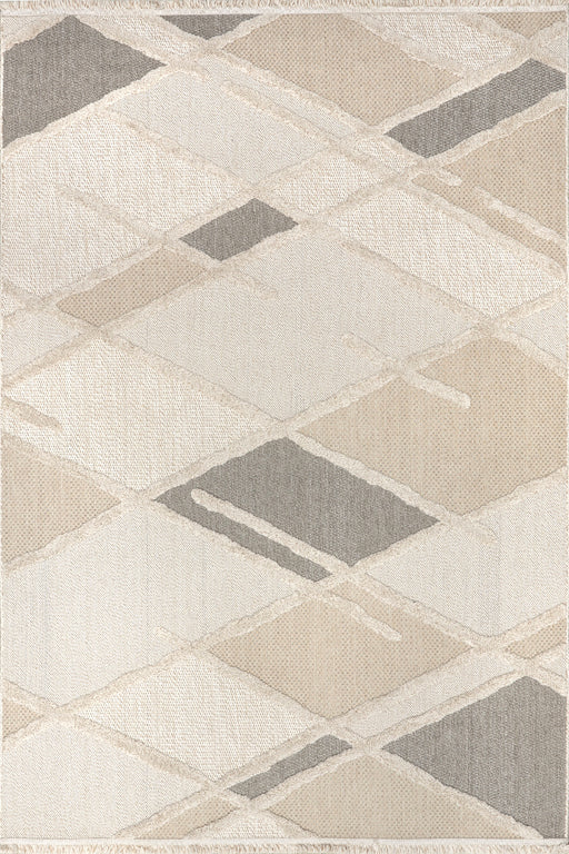 Ivory Trellis Area Rug With Textured Weaving Techniques