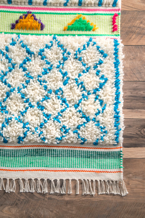 Ivory Trellis Pattern Shag Area Rug 120x180 cm