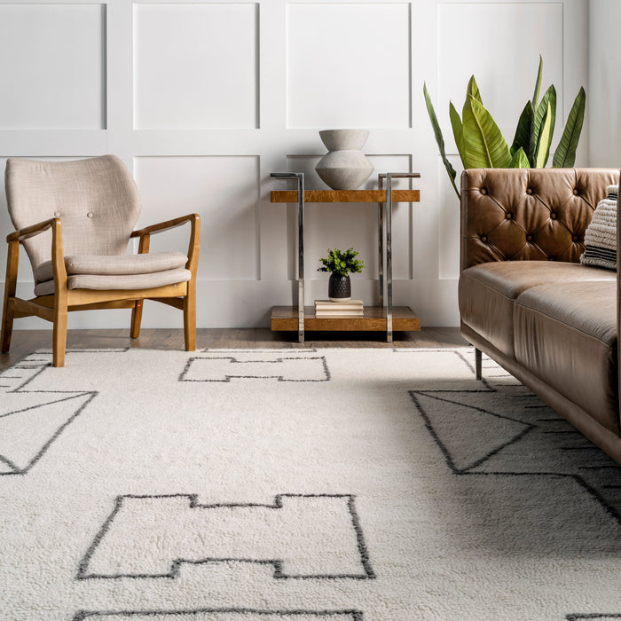 Ivory Washable Wool Rug 150x240 cm