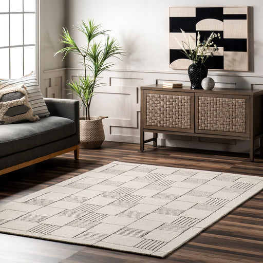 Ivory Wool Area Rug for Modern Living Spaces