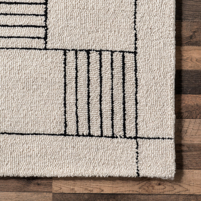 Ivory Wool Area Rug for Modern Living Spaces