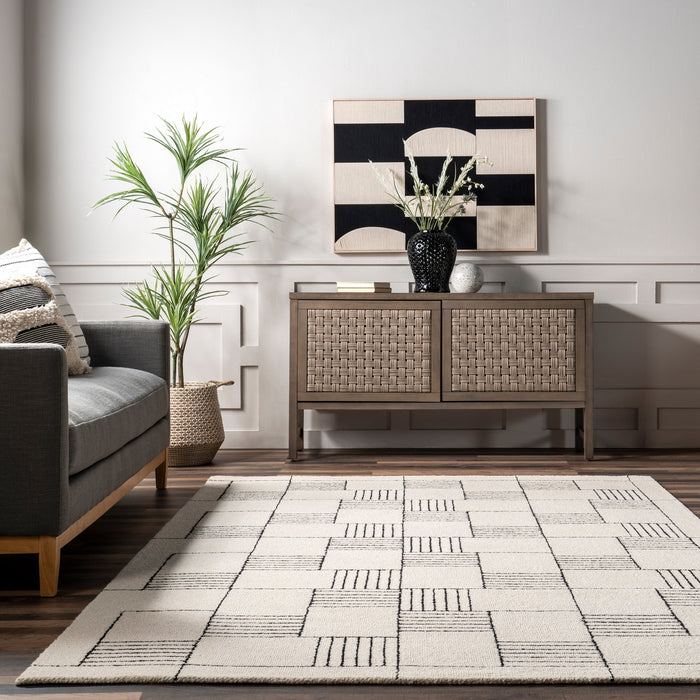 Ivory Wool Area Rug for Modern Living Spaces