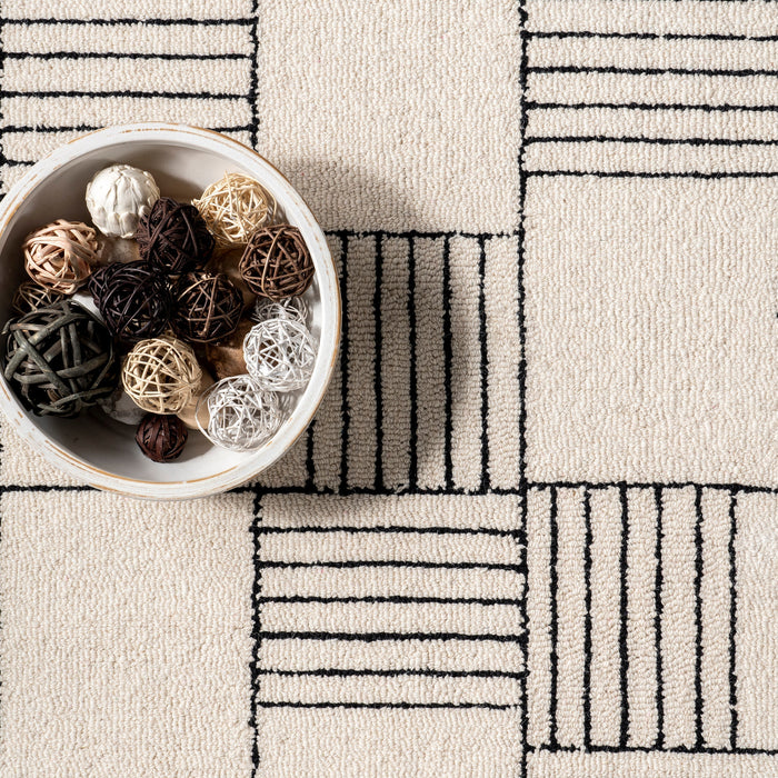 Ivory Wool Area Rug for Modern Living Spaces