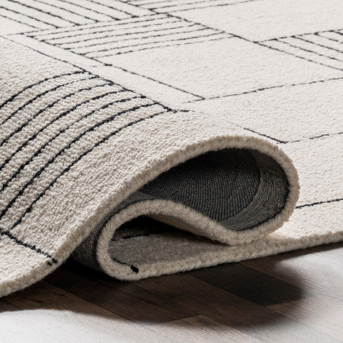 Ivory Wool Area Rug for Modern Living Spaces