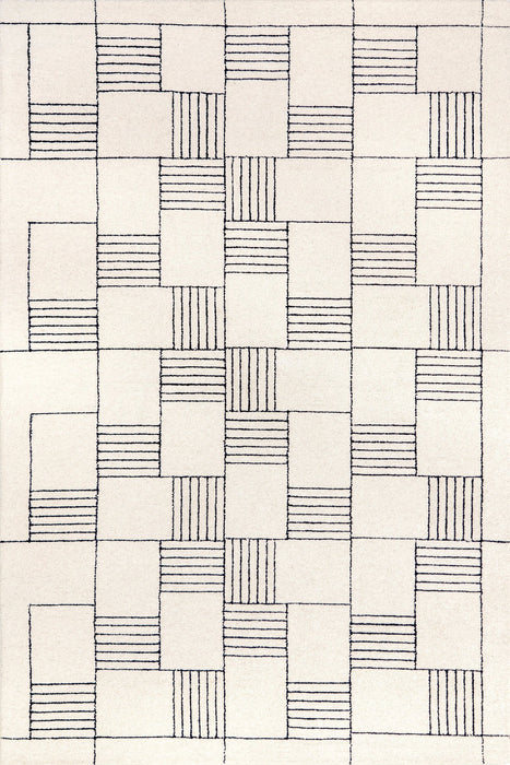 Ivory Wool Area Rug for Modern Living Spaces