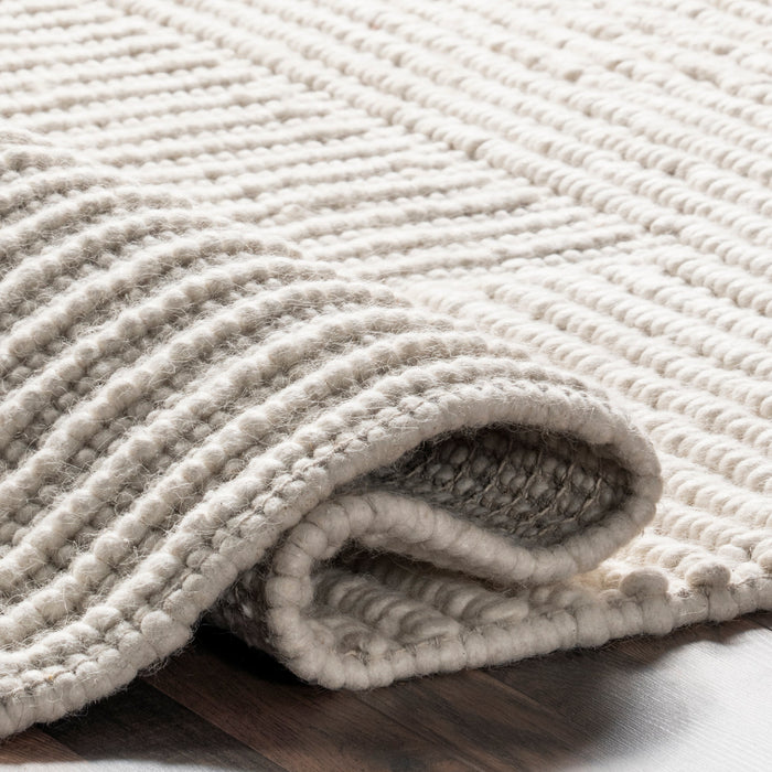 Ivory Wool Cotton High-Low Area Rug 150x240 cm