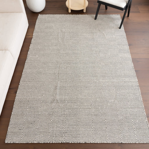 Ivory Wool Diamond Area Rug 150x240 cm