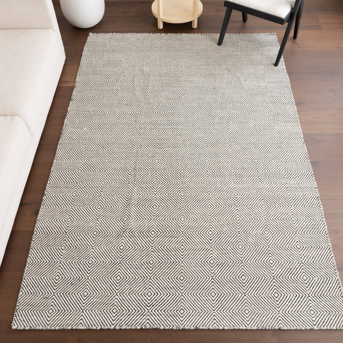 Ivory Wool Diamond Area Rug 150x240 cm