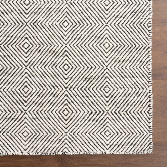 Ivory Wool Diamond Area Rug 150x240 cm