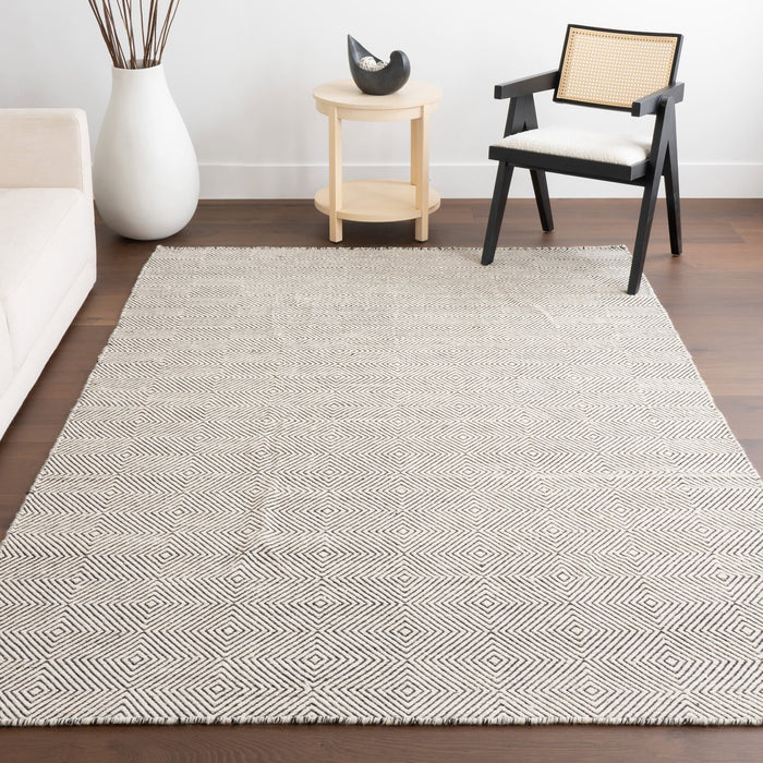 Ivory Wool Diamond Area Rug 150x240 cm