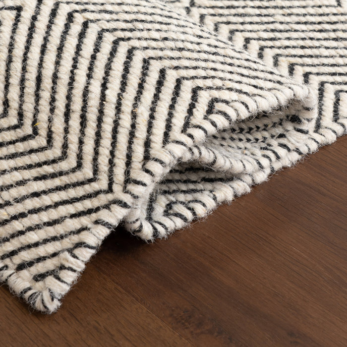 Ivory Wool Diamond Area Rug 150x240 cm