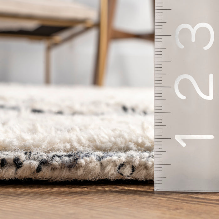 Ivory Wool Lattice Area Rug 160x230 cm