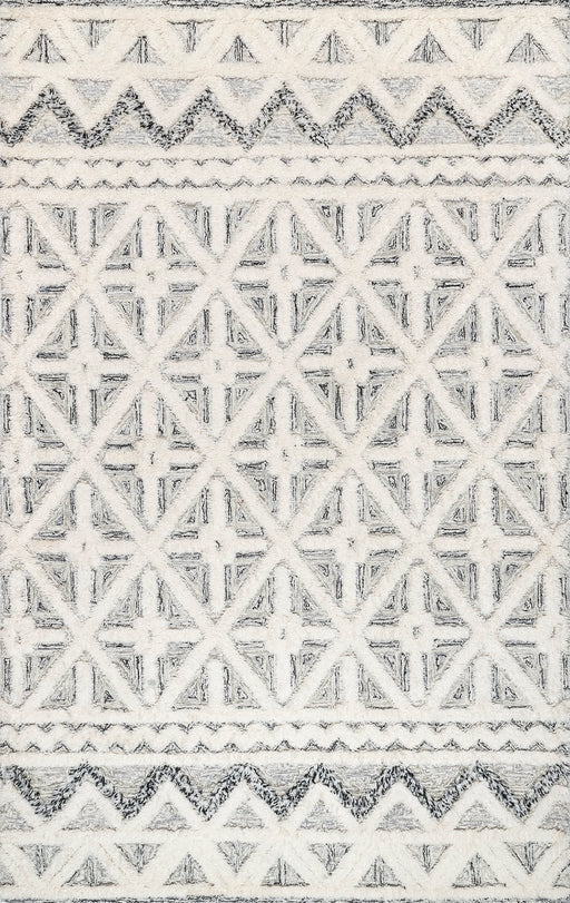 Ivory Wool Lattice Area Rug 160x230 cm