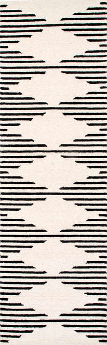 Ivory Wool Pinstriped Area Rug 150x240 cm