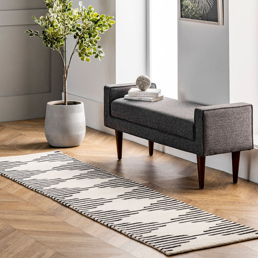 Ivory Wool Pinstriped Area Rug 150x240 cm