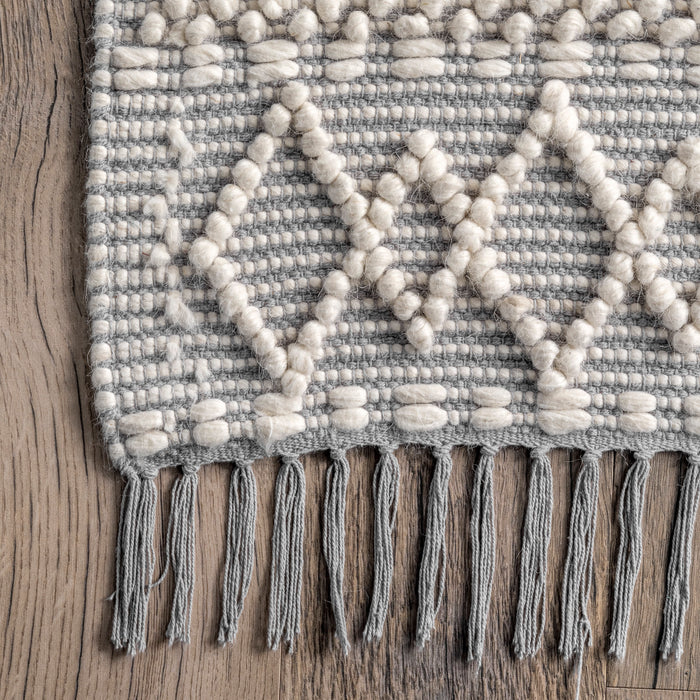 Ivory Wool Textured Area Rug 160 cm x 230 cm