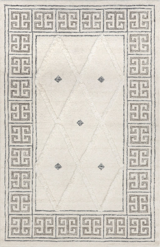 Ivory Wool Trellis Area Rug 120 cm x 180 cm