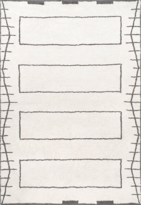 Ivory Wool Washable Area Rug 120x180 cm