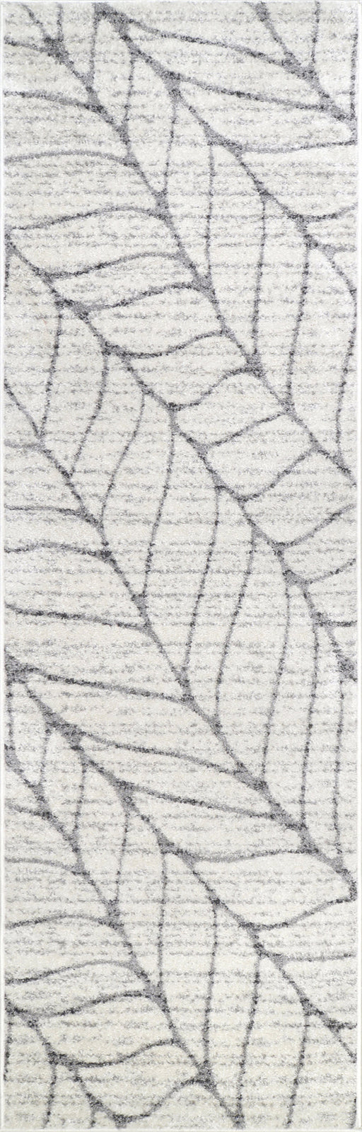 Jada Light Grey Leaves Area Rug 140 cm