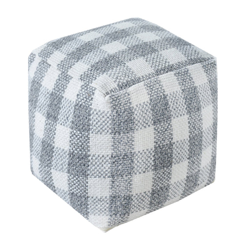 Jade Wool Pouf Seating Ottoman Ivory Grey